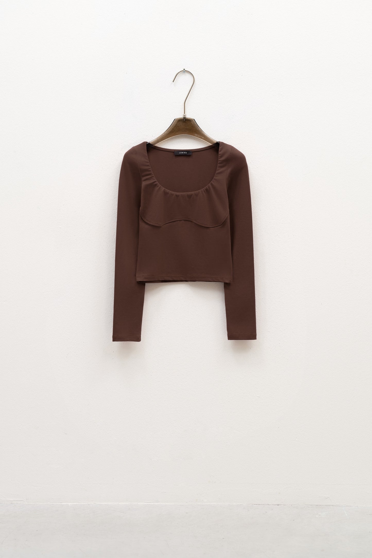 Top maniche lunghe marrone